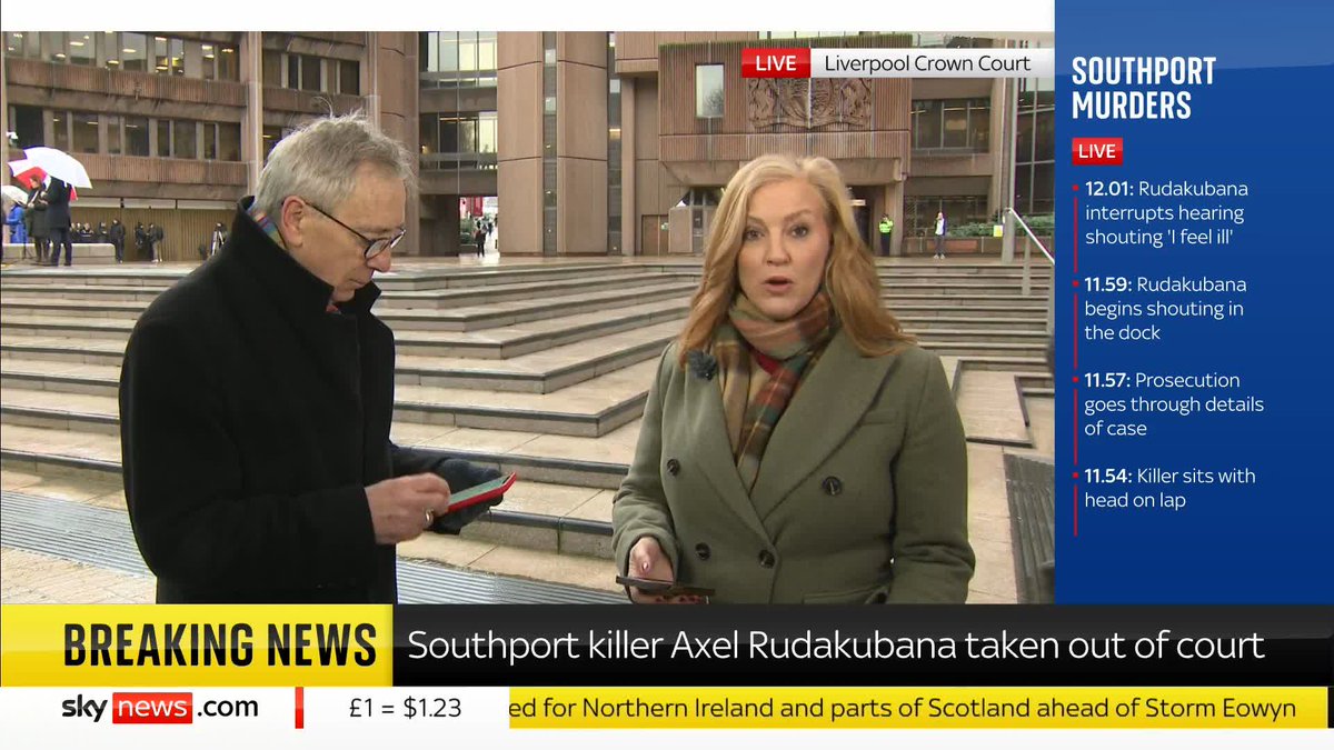 BREAKING: Axel Rudakubana has been removed from court after interrupting the hearing, shouting: "I need to see a paramedic because I feel ill' Sarah-Jane Mee and Martin Brunt have the latest... Live updates ➡️ 📺 Sky 501 , Freeview 233 and YouTube