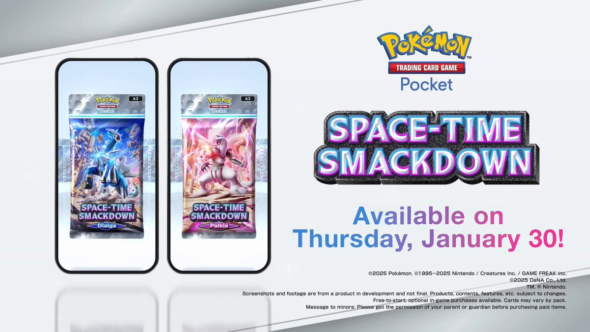It’s time to make space for a brand-new Pokémon TCG Pocket expansion… Join the fray and rock the cosmos as Space-Time Smackdown releases in-app, January 30th! 🌌⏰