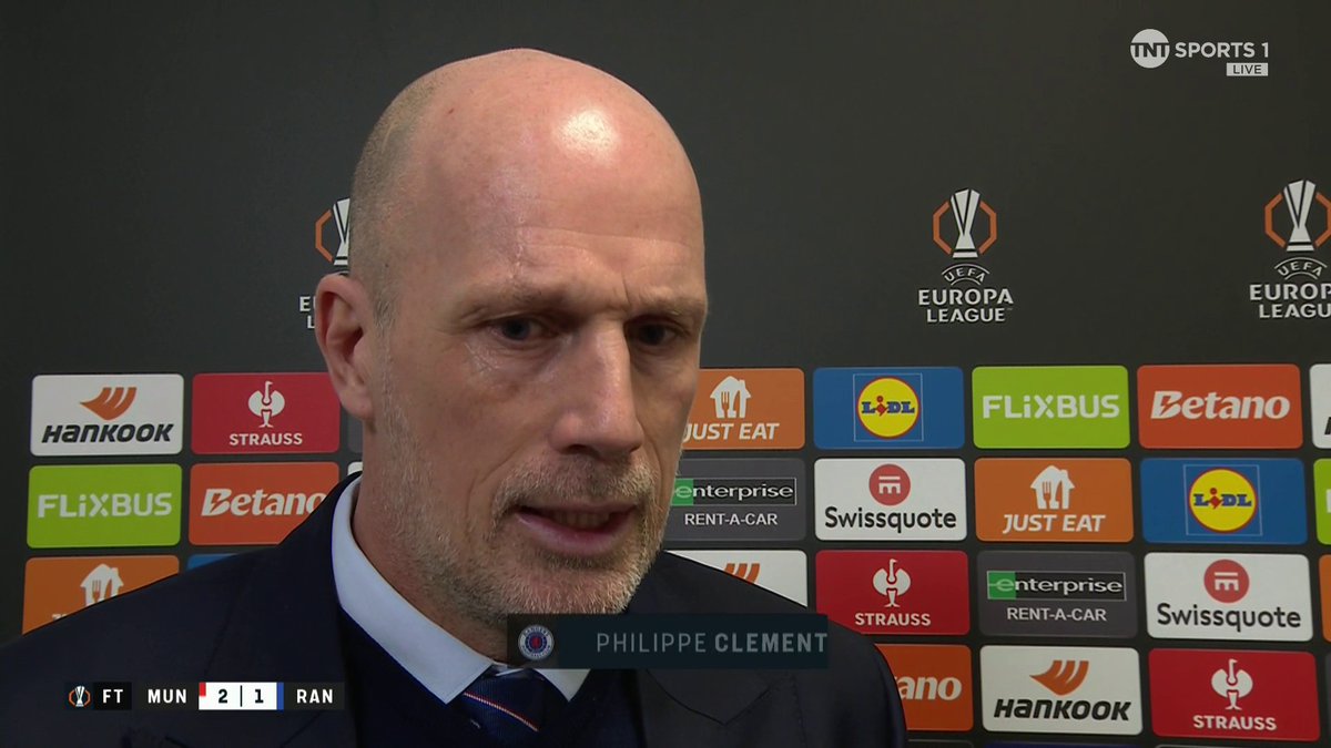 "It's good that they're all gutted and disappointed in the dressing room." Philippe Clement on a strong Rangers performance at Old Trafford this evening ๐ ๐ Emma Dodds | ๐บ TNT Sports & discovery+ UK