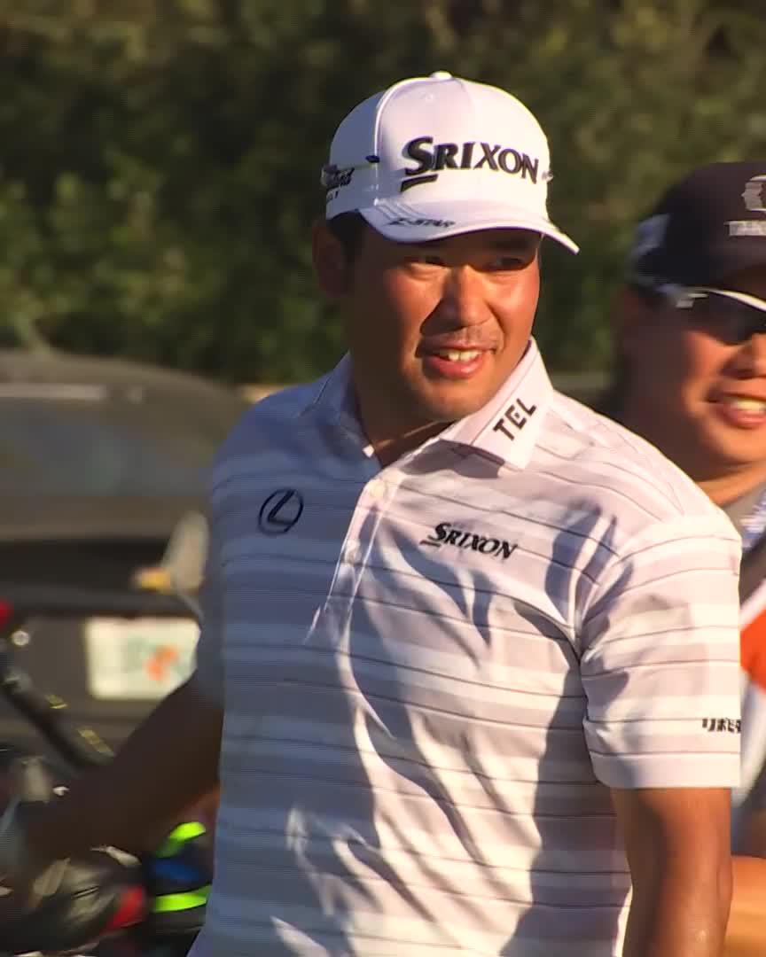Soft hands when he needs it the most 👀 @HidekiOfficial_ chips in for birdie to get one inside the projected cutline with one to play. 📺 Golf Channel | #CutCam