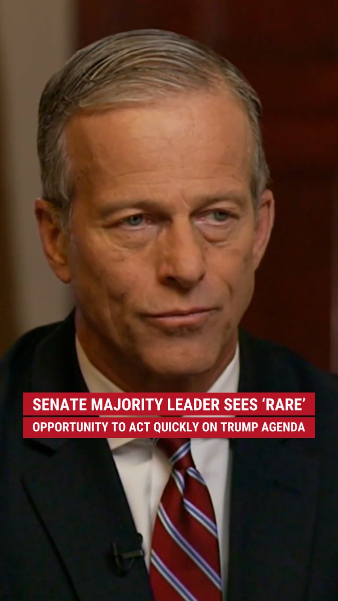 ‘WINDOW OF OPPORTUNITY’: Senate Majority Leader John Thune (R-SD) tells Sean Hannity 🇺🇸 in an exclusive interview how Republicans must focus on their “shared vision” to pass President Trump’s agenda.