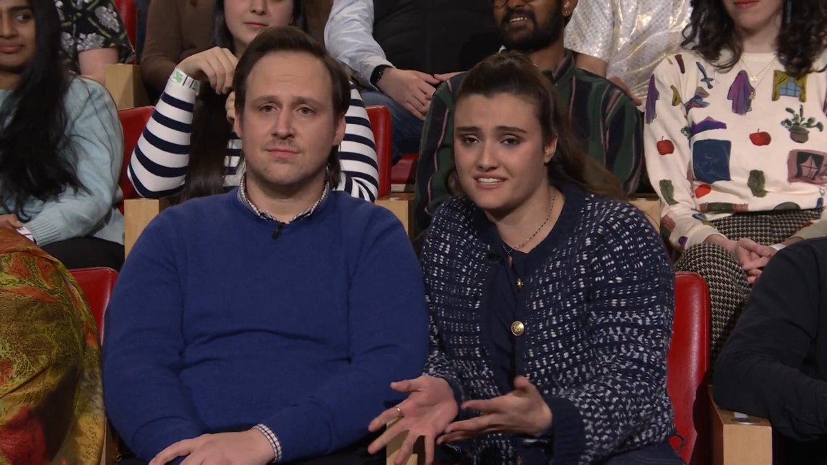 An audience member (rose kelso) explains how her husband (brooks allison) has been experiencing “suspicious activity” since reports of users unintentionally following Trump and Vance 🤣 #FallonTonight