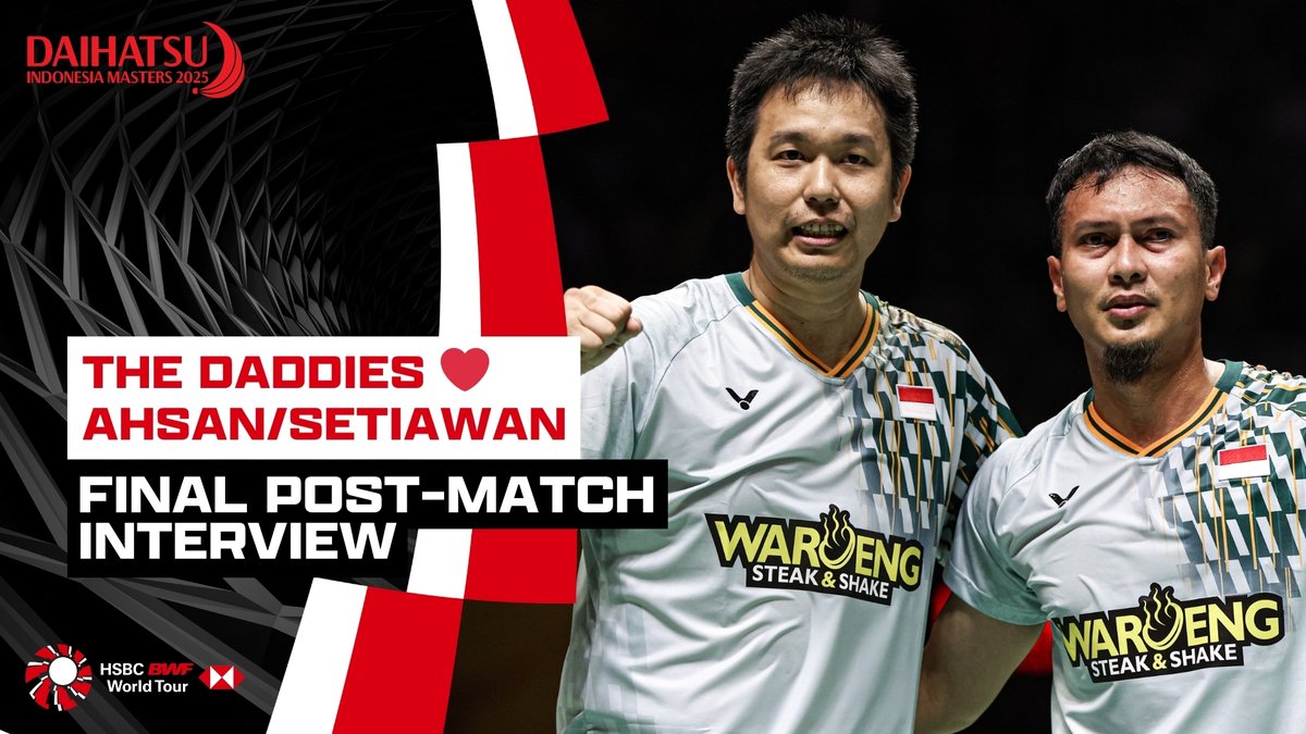 'The Daddies' Mohammad Ahsan and Hendra Setiawan 🇮🇩 take their final bow at #IndonesiaMasters2025 after over two decades of incredible #badminton. Don't miss their heartfelt final post-match interview. 🥺🫶 #BWFWorldTour