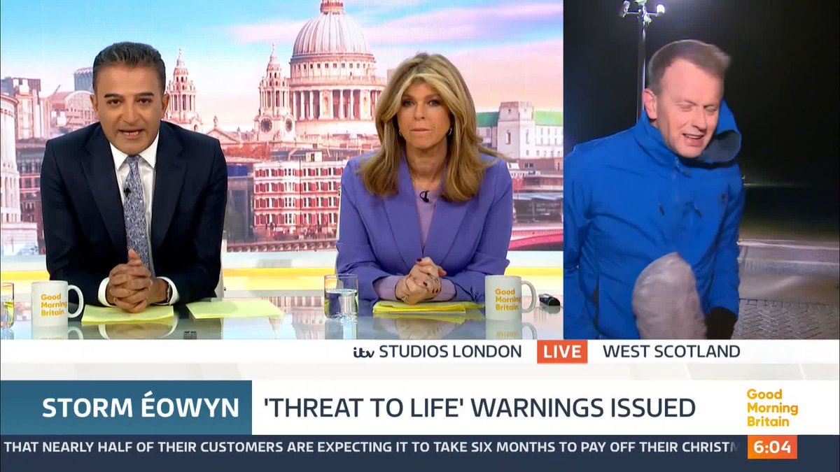 Storm Eowyn Winds could reach 100 miles an hour - so school, trains, flights and court cases are cancelled in many areas this morning - and the warning is: stay indoors. Nick Dixon reports.