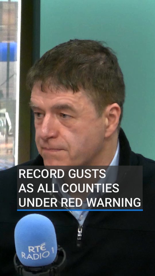 Senior Forecaster with Met Éireann Gerry Murphy has warned that Storm Éowyn will mostly unfold throughout this morning. A series of Status Red wind warnings are in place for all counties | Follow for live updates: