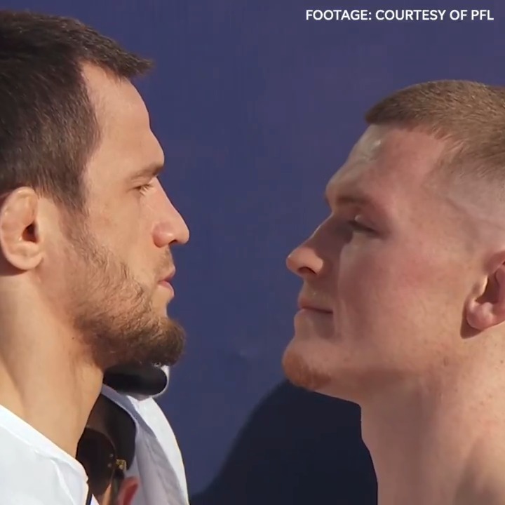 Usman Nurmagomedov and Paul Hughes have a tense final faceoff ahead of Saturday'a PFL #RoadtoDubai title fight. Is this the best matchup of the weekend?!? 🔥