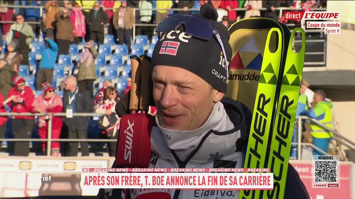Après Johannes Boe, son frère Tarjei Boe annonce prendre sa retraite en fin de saison. Il l'a annoncé juste après sa victoire sur le sprint du jour. Le biathlon c'est à suivre sur la chaine L'Équipe #lequipeBIATHLON