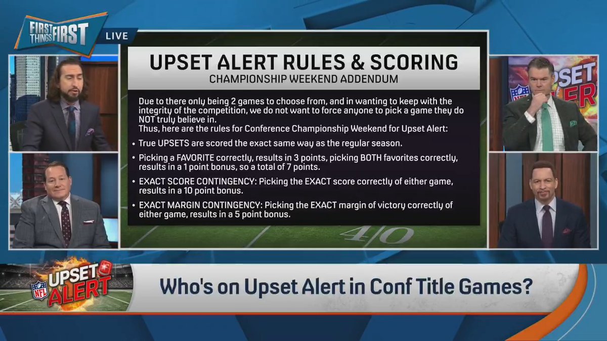 🚨 There is an Upset Alert rules &amp; scoring Championship Weekend Addendum 🚨 TLDR; it’s anyone’s game 👀 nick wright | Wildes | Chris Broussard