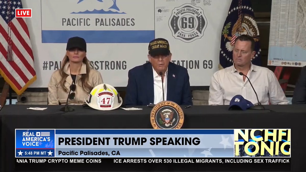 “YOU CAN’T REALIZE HOW DEVASTATING IT IS UNTIL YOU SEE IT!” President Donald J. Trump holds a roundtable in the Palisades. “The federal government is standing behind you, 100%!” First Lady Melania Trump