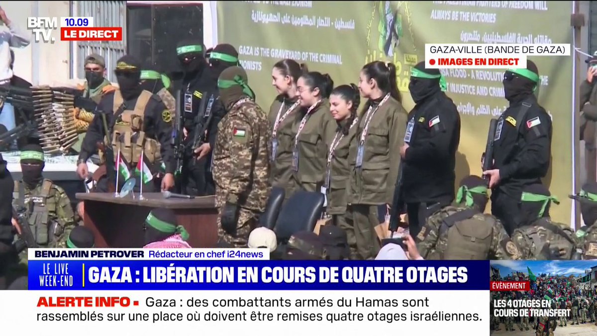 Libération des otages: les quatre soldates exhibées par le Hamas avant d'être remises à la Croix-Rouge