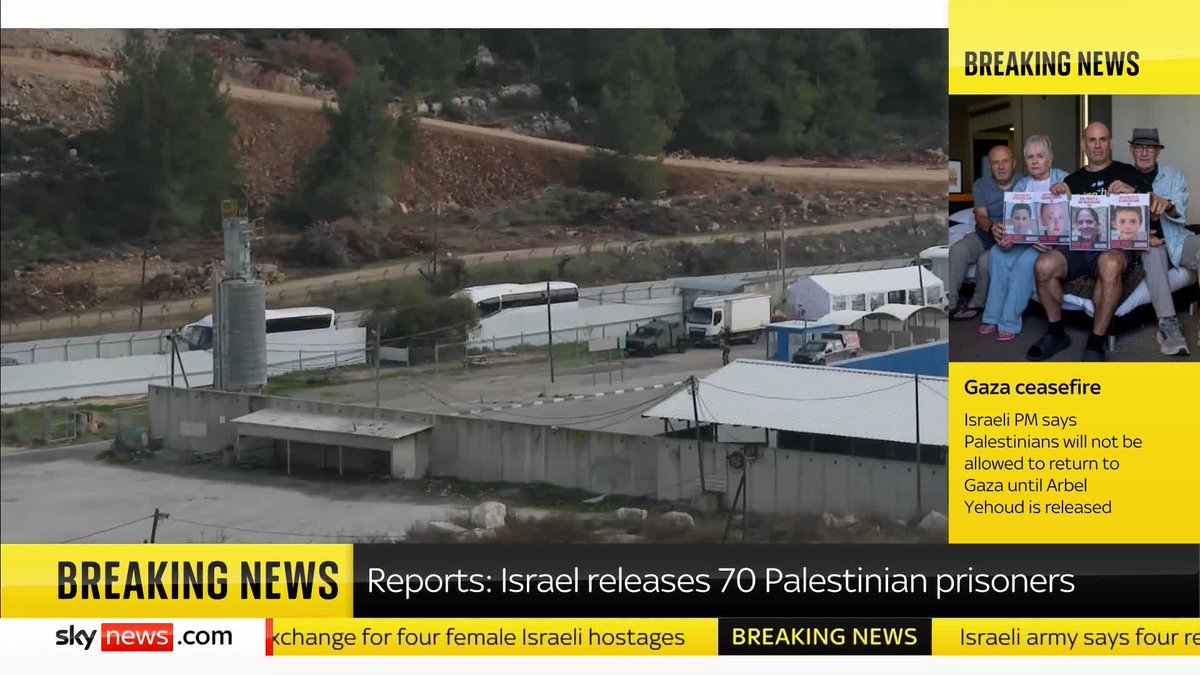 BREAKING: Israel has released 70 Palestinian prisoners to Egypt, as part of the ceasefire deal. Sky's Adam Parsons has the latest Follow our live blog for more updates: 📺 Sky 501, Virgin 602, Freeview 233 and YouTube