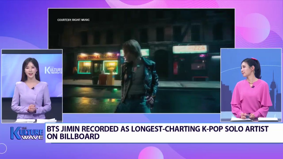Arirang News' Kulture Wave reported Jimin's historic feats including MUSE's 26 weeks straight on Billboard 200, longest for a Kpop solo artist. They shared Jimin's 4 iHeart Awards nominations and that he's the first Korean to be nominated for Best Lyrics.