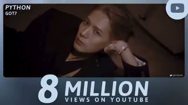 “PYTHON” music video has now surpassed 8 million views on YouTube. GOT7 - PYTHON — GOT7 GOT7 (갓세븐) #GOT7 #갓세븐 #GOT7_PYTHON