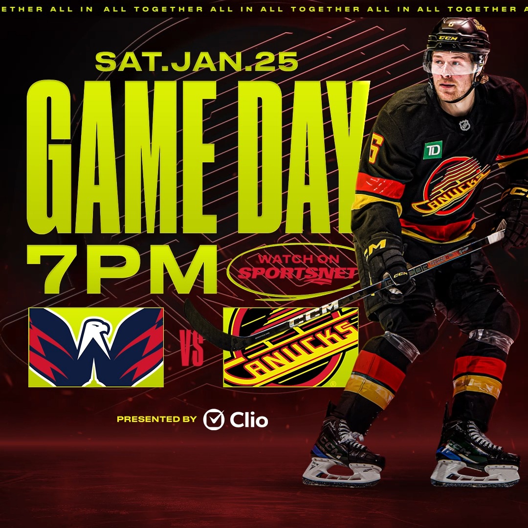 Taking on the Capitals in our building! 🦅 🆚 Washington Capitals ⏰ 7:00 PM PT 📍 Rogers Arena 📺 Sportsnet 📻 Sportsnet 650 Presented by Clio BUY TICKETS |
