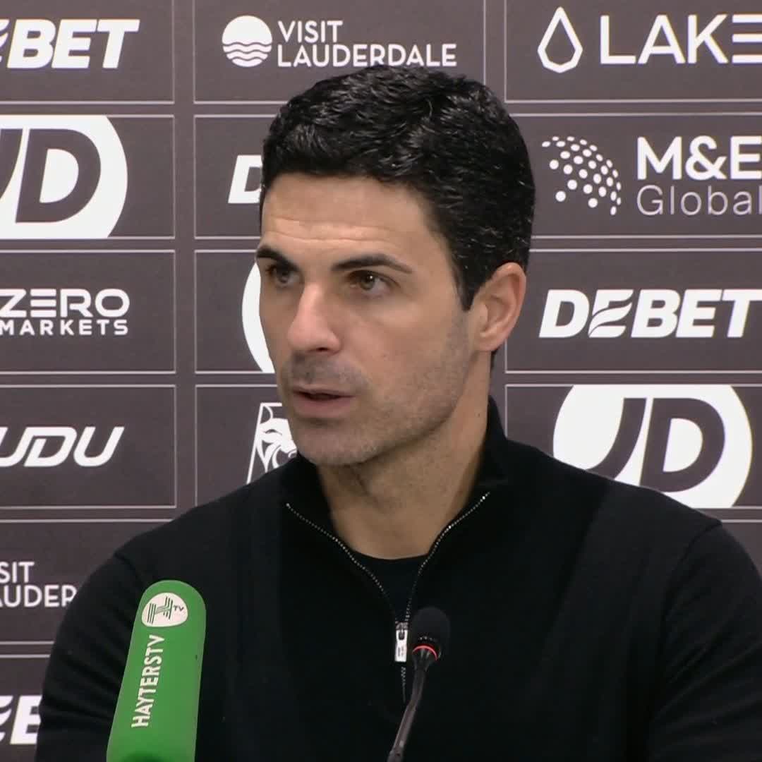 "If we have to [appeal], it's a really good precedent from what happened with Bruno [Fernandes]." Mikel Arteta references Bruno Fernandes' red card against Tottenham Hotspur as a precedent if Arsenal need to appeal Myles Lewis-Skelly's red card 🟥