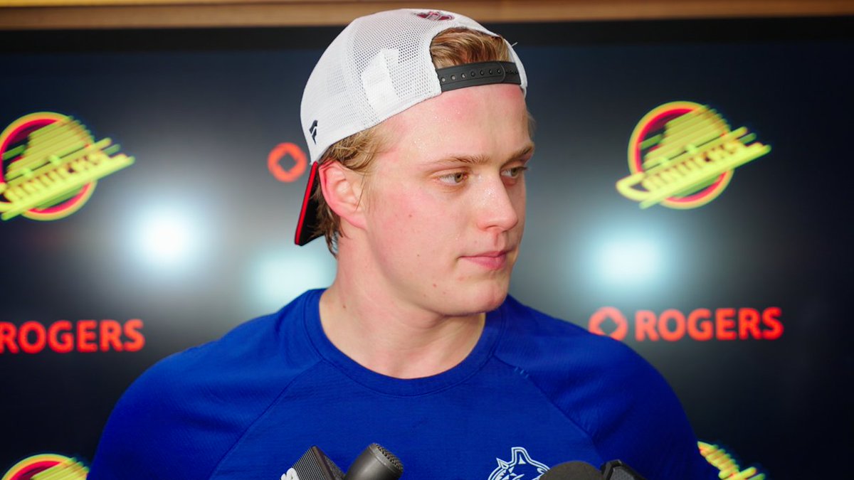 “I’m just going to prepare my best, I’m really happy to be here.” 🗣️ Defenceman Elias Pettersson shares his thoughts on what it means to be up with the Vancouver Canucks. #Canucks | The Province