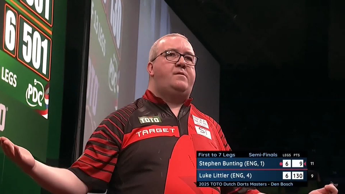 BUNTING WINS A BELTER! 🔥 What. A. Match! Stephen Bunting defies a 107.59 average from Luke Littler to triumph in an epic semi-final, sealing the deal with an 11-dart hold! 📺 #DutchDartsMasters