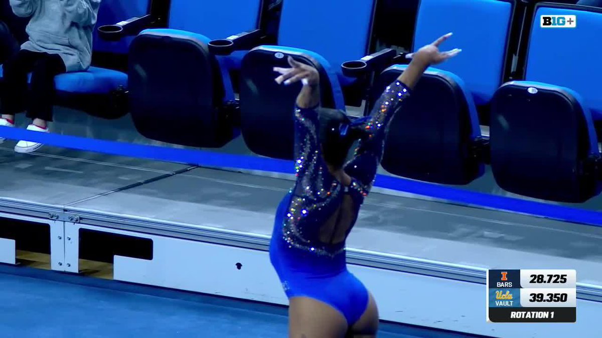 Like a dart! Jordan Chiles with another stick for the Bruins and another 9.925! 💻: B1G+