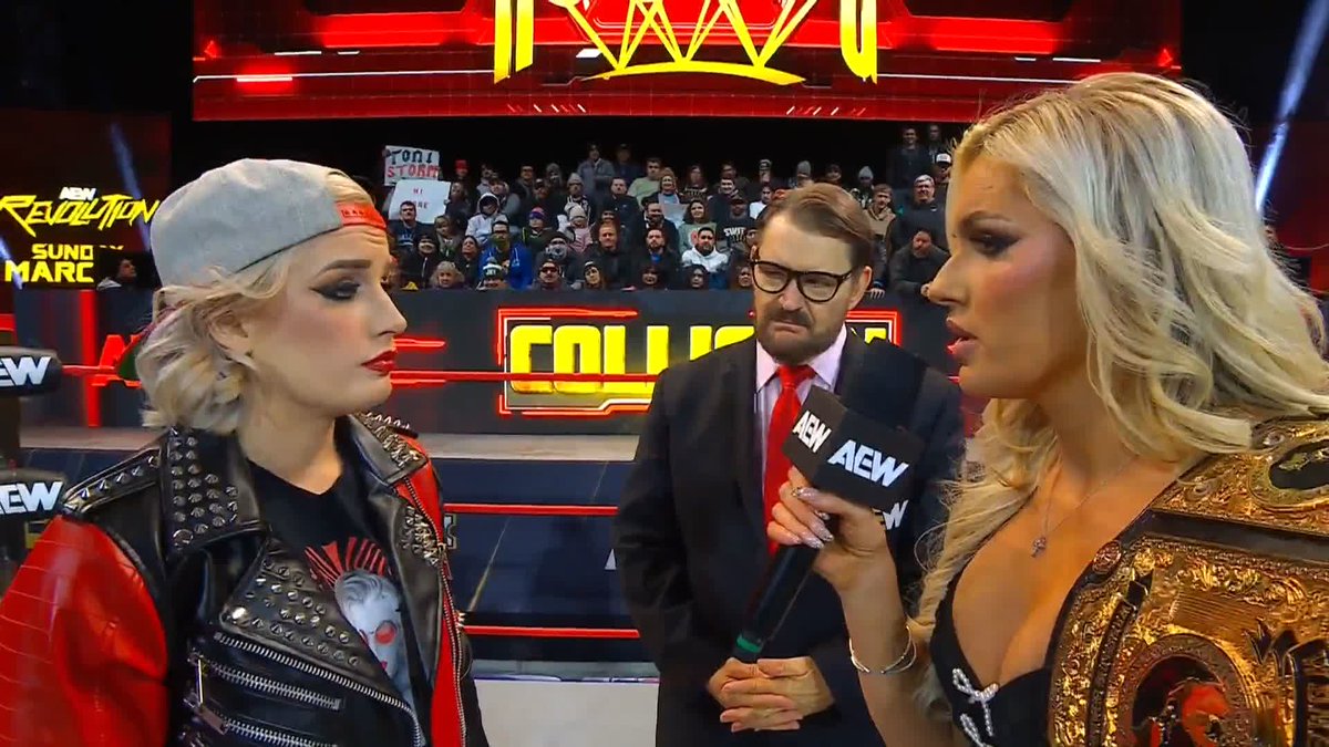 SCATHING words from the AEW Women's World Champ to her Grand Slam challenger... Watch #AEWCollision LIVE on TNT Drama & @SportsOnMax Art | #ToniStorm
