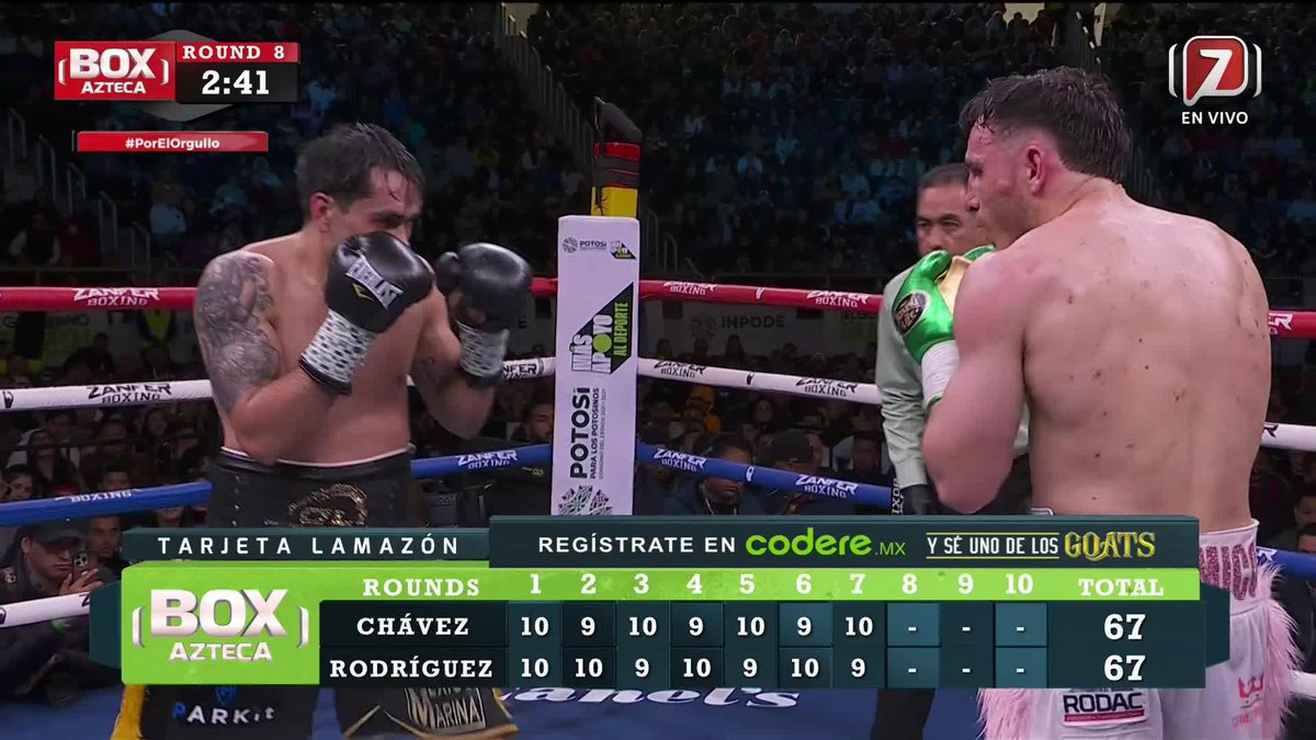 🔴VE LA PELEA AQUÍ: R8: Misael Rodríguez pegó los mejores golpes, pero Omar Chávez no se doblega. #BoxAzteca 🥊 #PorElOrgullo