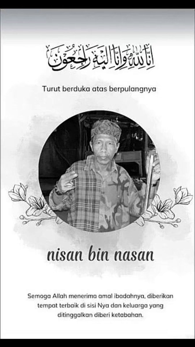 innalillahi wa inna ilaihi raji'un turut berduka cita atas meninggalnya bang siomay racing alias bang Nisan bin Nasan, semoga amal ibadahnya diterima Allah SWT🥀