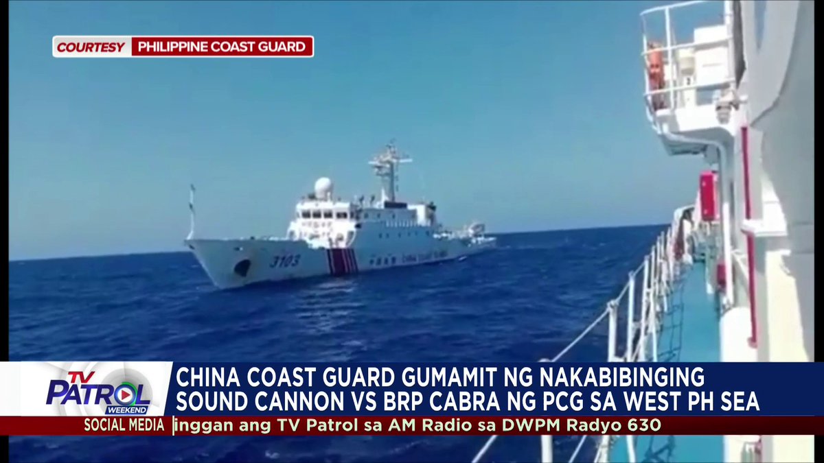 Sa unang pagkakataon, ginamitan ng nakabibinging sonic device ng China Coast Guard ang barko ng Pilipinas sa panibagong insidente ng pangha-harass sa West Philippine Sea.