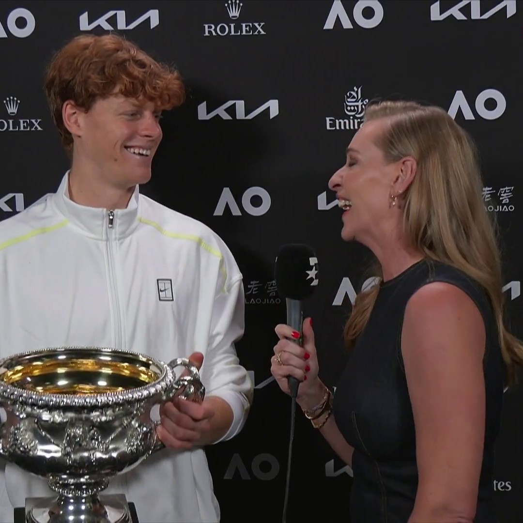 "Winner, winner, Jannik Sinner!" Jannik Sinner speaks on the 'extra pressure' playing as defending champion 🗣️ #AusOpen