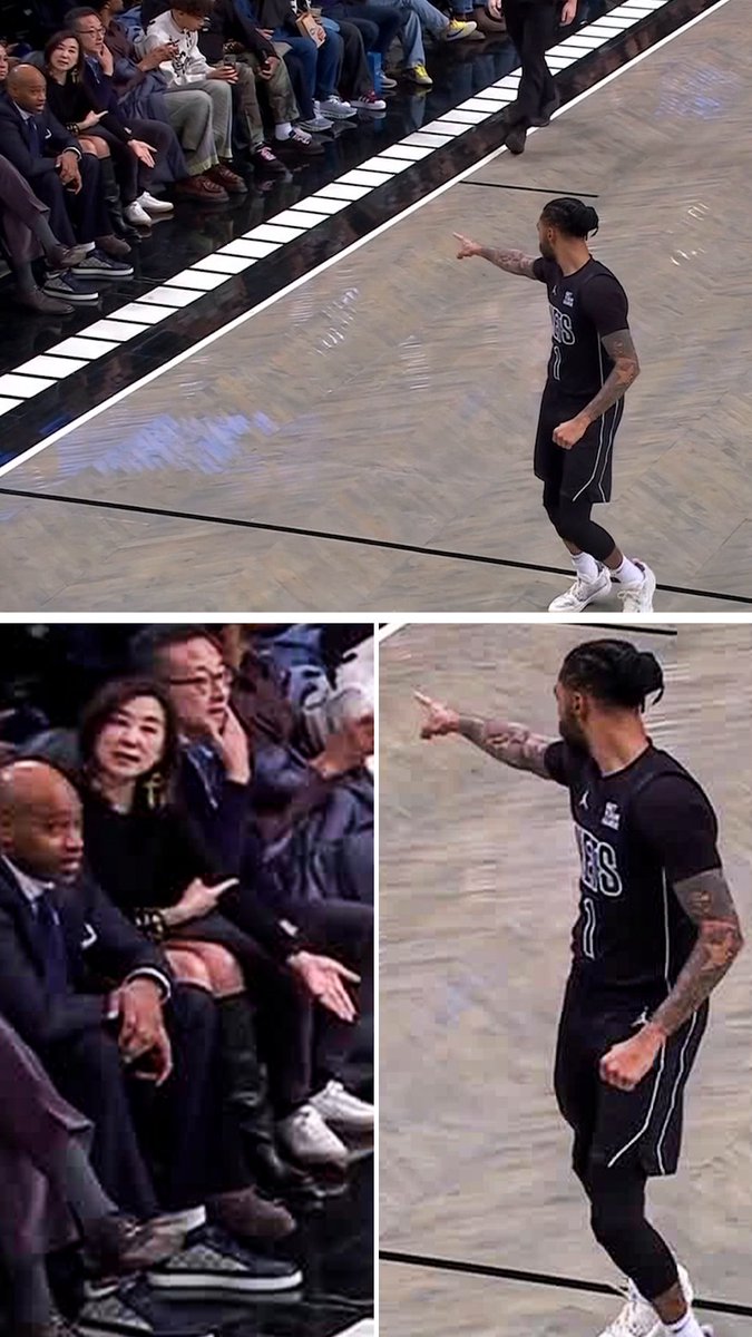Too icy courtside in Brooklyn ❄️ Nets co-owner Clara Wu Tsai hit D'Angelo Russell's "Ice in my veins" celebration 🥶