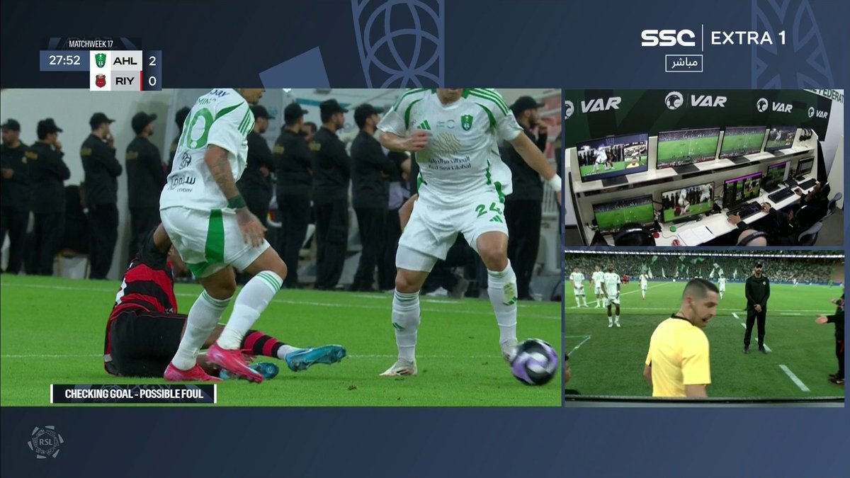 هدف ملغي للأهلي بسبب خطأ من فيرمينو على لاعب الرياض ❌ #دوري_روشن_السعودي ⁧#الأهلي_الرياض | #SSC