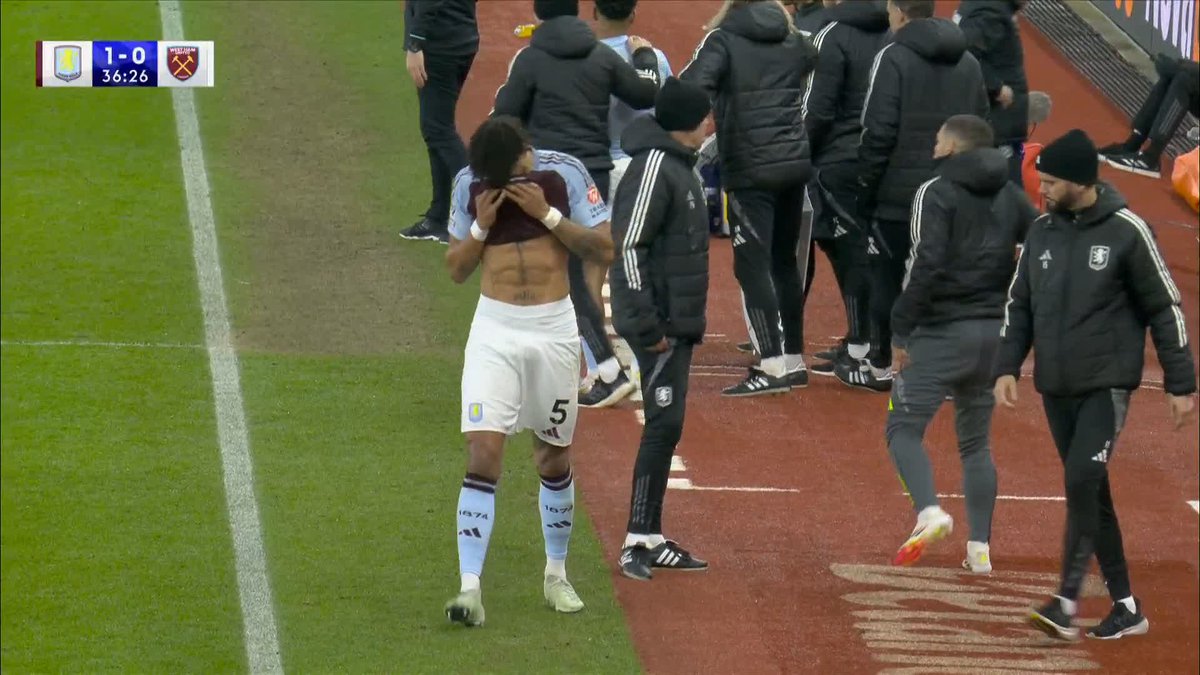 Tyrone Mings looks distraught as he is withdrawn from the field of play, just a couple of months after returning from a year-long ACL injury setback 🤕