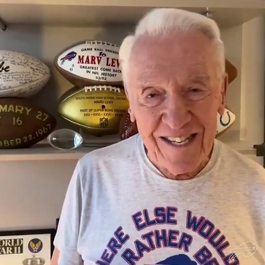Where else would you rather be?! You know Marv Levy is cheering his Bills on today! | #BillsMafia