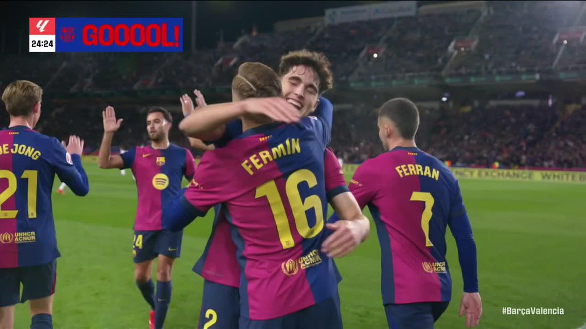 ¡Llegó el cuarto del Barcelona! 🔥 Fermín y un golazo para aumentar la goleada. ⚽️