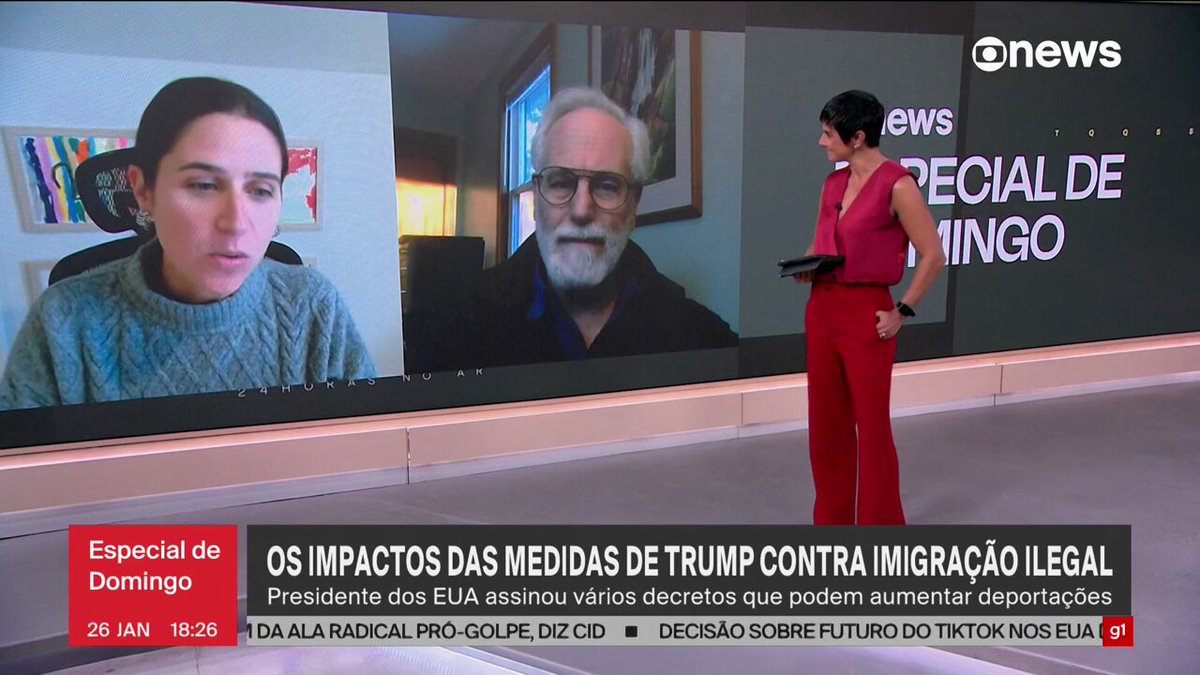 "Trump precisa mostrar o serviço logo no começo. A gente tem que lembrar que o recorde de deportação foi no governo Obama, quando em um ano ele deportou mais de 400 mil pessoas", diz Gabrielle Oliveira, professora em Imigração nos EUA. "Trump quer mais mídia e quer que esses números aumentem muito. (...) Ele quer esse efeito do medo, de as pessoas não irem trabalhar, não querem mandar os filhos para a escola, querem fechar os negócios mais cedo. Esse é o intuito dele, aumentar essa vigilância". ➡ Assista: #GloboNews #EspecialDeDomingo