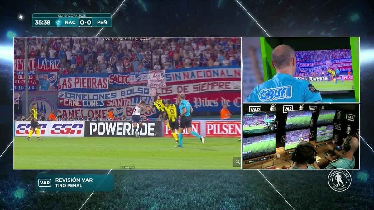 ¿ESTUVO BIEN COBRADO EL PENAL PARA #NACIONAL? El VAR llamó a Javier Burgos, y el árbitro sancionó penal para el Bolso, que terminó siendo el 1-0 ante #Peñarol en el clásico. ▶ Mirá la 🇺🇾 #SupercopaUruguaya en #DisneyPlus Premium.