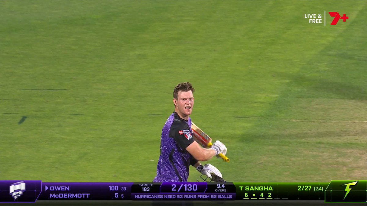 THE EQUAL FASTEST CENTURY IN BIG BASH HISTORY! And it comes in the Final! Mitch Owen, take a bow 🙌