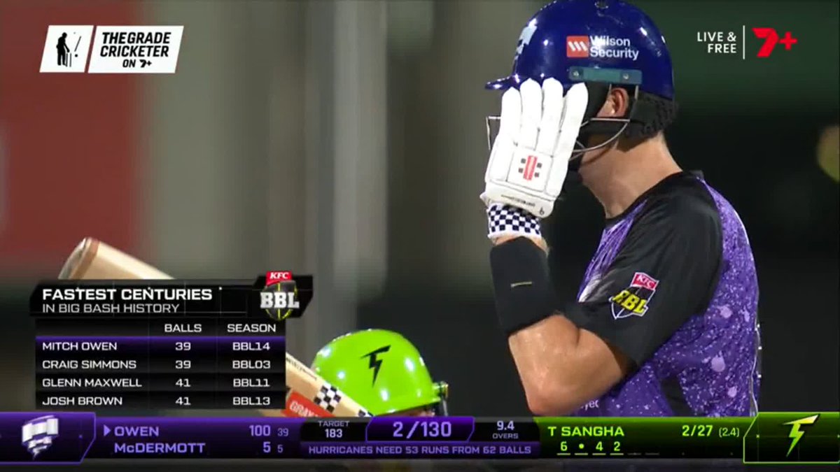 Over to The Grade Cricketer for their take on Mitch Owen's century... Which naturally includes an England drive by 😂 #BBL14