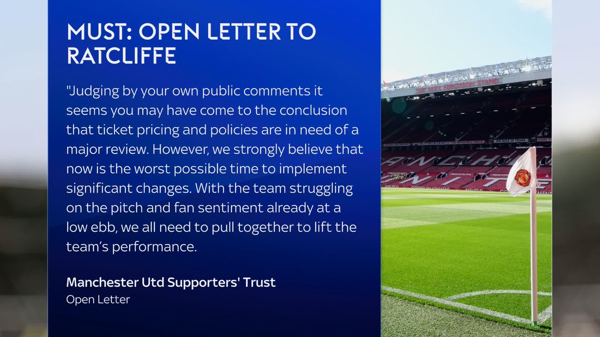 A Manchester United fan group have written an open letter to Sir Jim Ratcliffe, calling on the club to freeze ticket prices and "end the war on season ticket holders" 👇