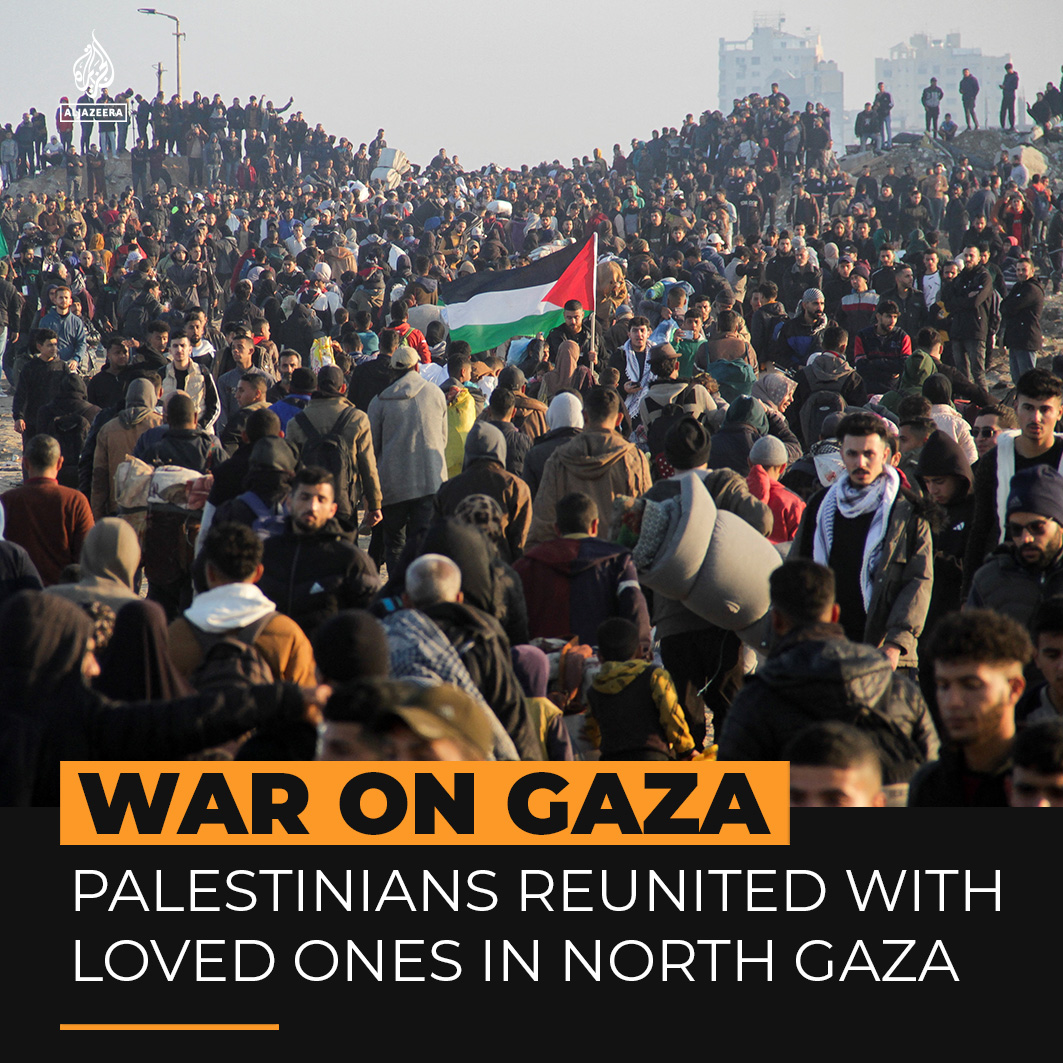 Palestinians are reuniting with their loved ones in north Gaza as tens of thousands made the journey back home, for many the first time after 15 months of genocide inflicted by Israel.