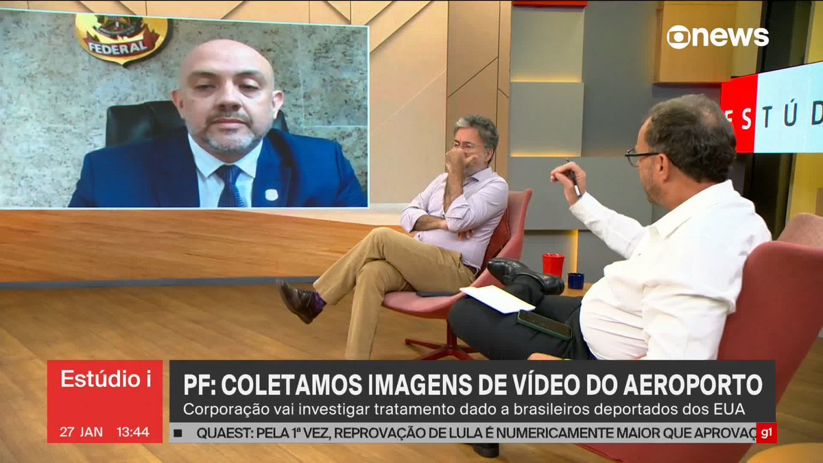 "O que é possível a Policia Federal afirmar é em relação à da chegada dos brasileiros. A situação da aeronave, era um calor muito forte, insalubre", diz João Paulo Garrido Pimentel, superintendente da PF no Amazonas, sobre o tratamento dado a brasileiros deportados pelos EUA. ➡ Assista ao #Estúdioi: #GloboNews