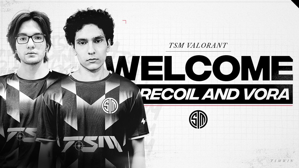 The next generation are staking their claim. We are proud to welcome Recoil and 100T vora to the TSM VALORANT starting roster!