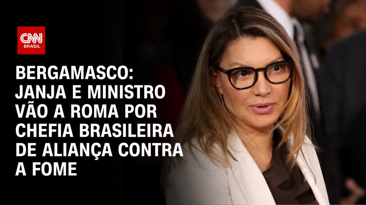 Bergamasco: A primeira-dama, Janja da Silva, deve ir para Roma para representar o presidente Luiz Inácio Lula da Silva (PT) em uma reunião do conselho internacional sobre a Aliança Global Contra a Fome. #CNNBrasil360°