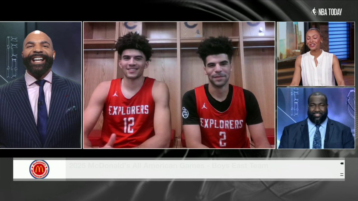 It's a family affair ❤️ The Boozer twins surprised their dad, Carlos Boozer, on NBA Today. SportsCenter NEXT