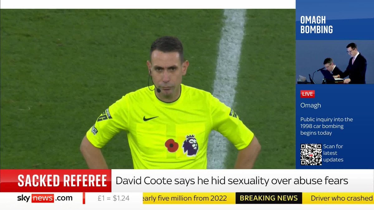 "I take full responsibility for my actions," says David Coote, the ex-Premier League referee who admits he turned to drugs out of fear of coming out as gay during his career. Sky's Rachael Venables has the full details. 📺 Sky 501, Virgin 602, and YT
