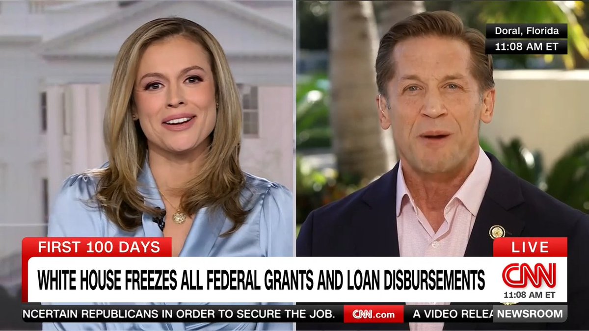 While responding to a question on President Trump's federal grant freeze, U.S. Rep. Rich McCormick (R-GA) tells CNN that children should get jobs instead of getting free school breakfast and lunch. "You're telling me that kids who stay at home, instead of going to work at Burger King and McDonald's during the summer, should stay at home and get their free lunch instead of going to work?"