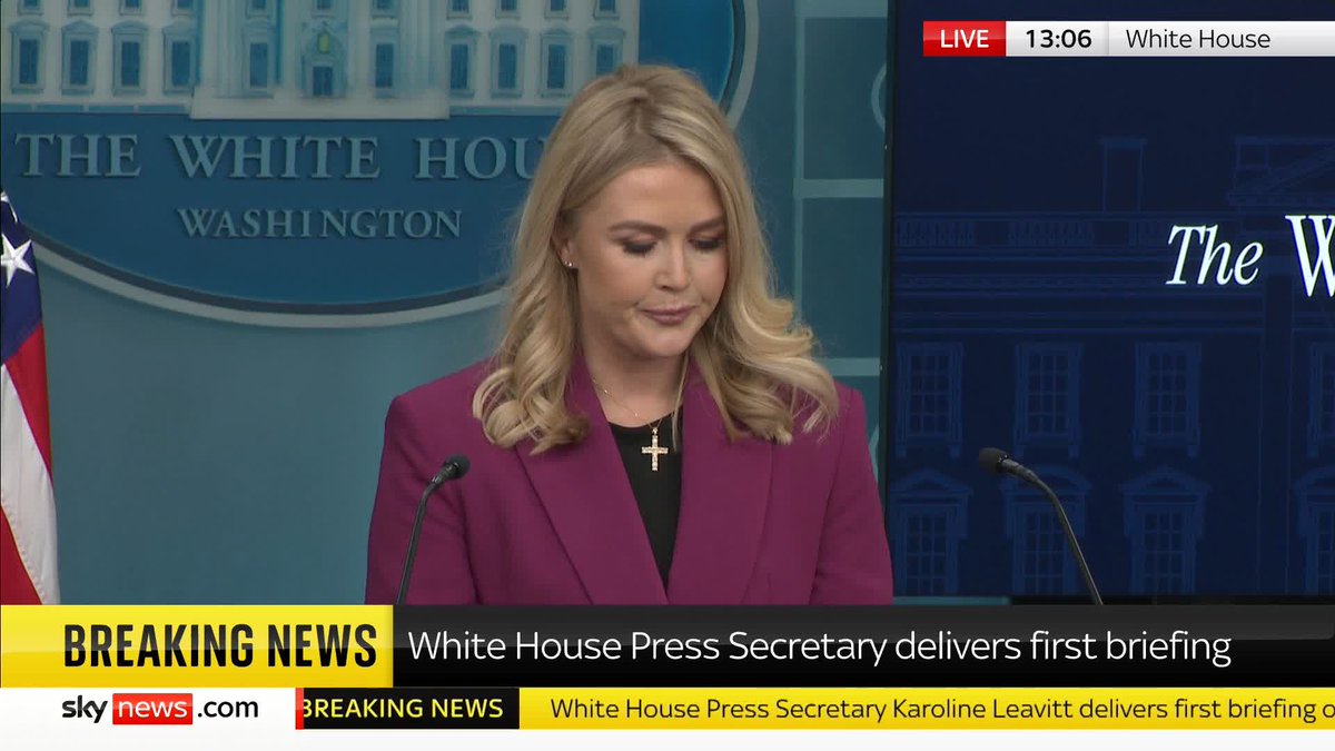 Donald Trump's new press secretary, Karoline Leavitt is holding her first news conference. She begins by listing a series of immigrants detained across the US, who she says have committed "heinous" crimes. Latest ➡️ 📺 Sky 501