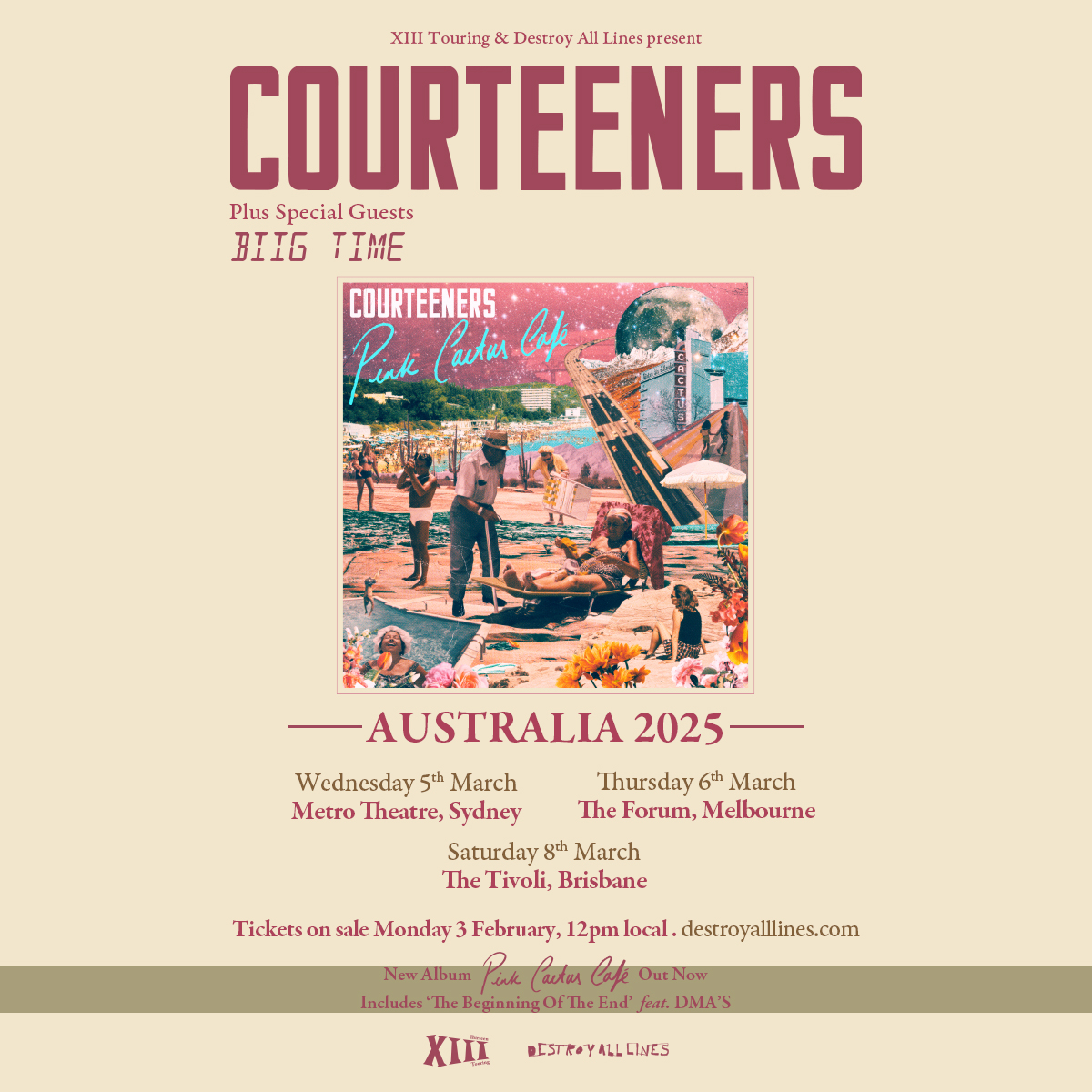 Australia! We're performing a series of headline shows this March at Sydney Metro Theatre, Melbourne Forum Melbourne &amp; Brisbane The Tivoli! Support on all dates BIIG TIME(Johnny from DMA'S). Sign up now for presale access on Fri 31st Jan 12pm local