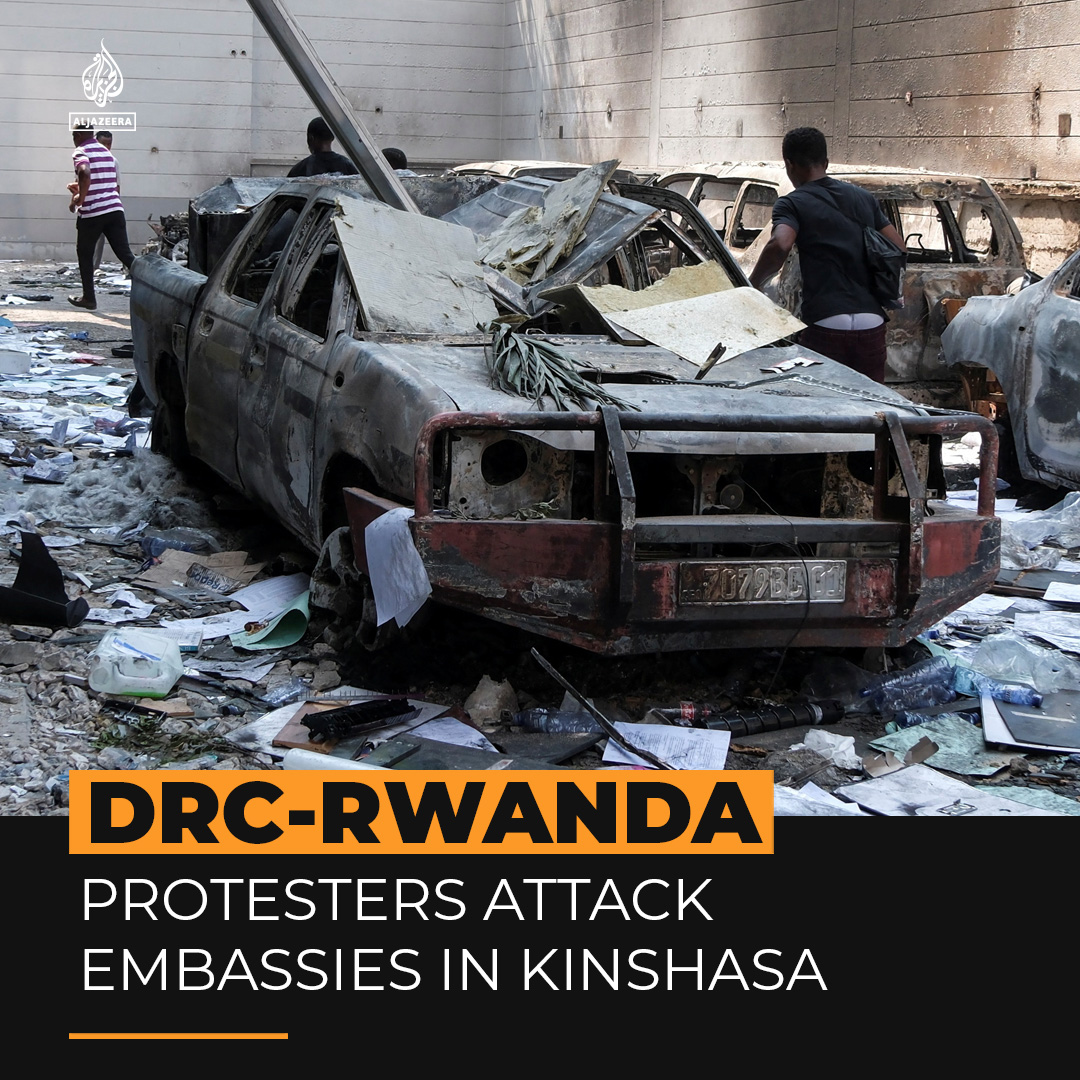 Protesters attacked multiple embassies in the Democratic Republic of Congo’s capital amid escalating rebel assaults in the east.