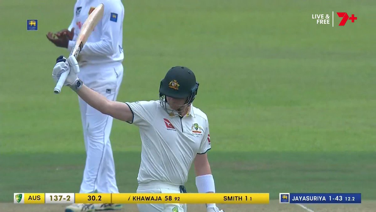 There it is! Steve Smith is the fourth Australian to reach 10,000 Test runs 🙌 #SLvAUS