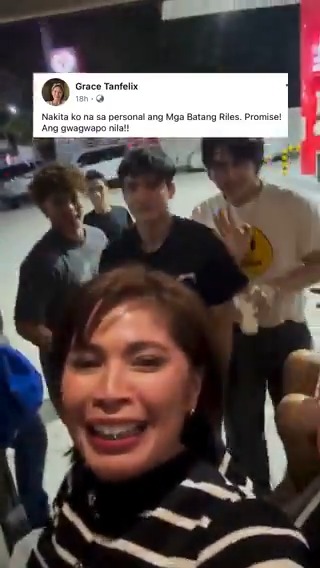 "ANG POPOGI NG BATANG RILES!" Hindi mapigilang mag-fangirl ni Mommy Grace Tanfelix nang na-meet ang co-stars ng kanyang anak sa #MgaBatangRiles! 😁 📽 Grace Tanfelix on Facebook | #MiguelTanfelix #KokoyDeSantos #AntonioVinzon #RaheelBhyria
