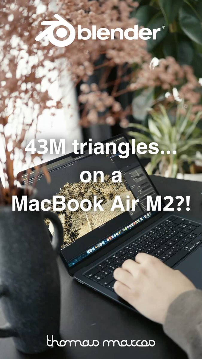 43M triangles… on a MacBook Air M2?! #blender #b3d